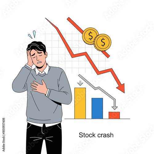 Stock crash concept vector illustration inflation isolated on white background
