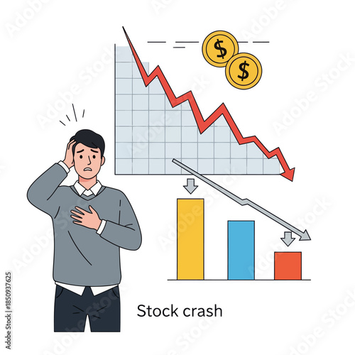 Stock crash concept vector illustration inflation isolated on white background
