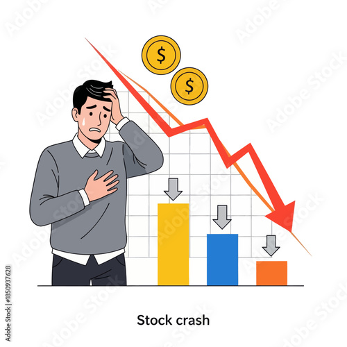 Stock crash concept vector illustration inflation isolated on white background
