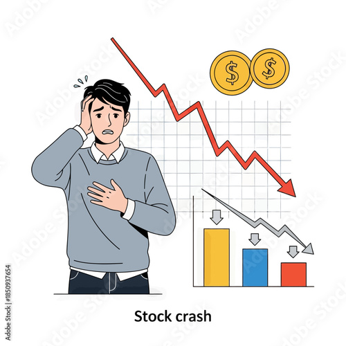 Stock crash concept vector illustration inflation isolated on white background
