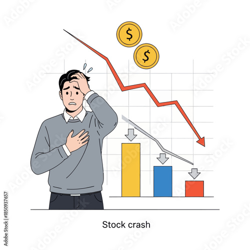 Stock crash concept vector illustration inflation isolated on white background
