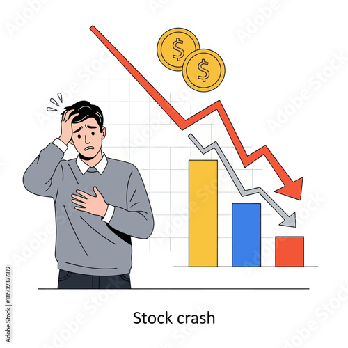 Stock crash concept vector illustration inflation isolated on white background
