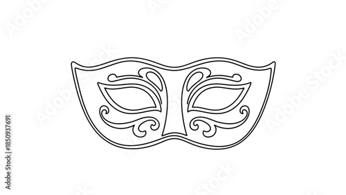 Elegant Decorative Masquerade Mask Outline Drawing