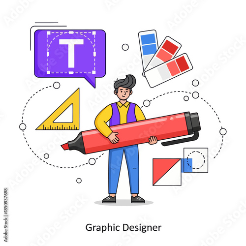 Graphic designer flat style design vector stock illustrations
