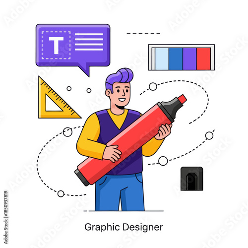 Graphic designer flat style design vector stock illustrations
