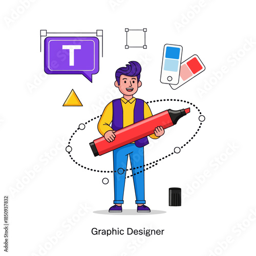 Graphic designer flat style design vector stock illustrations
