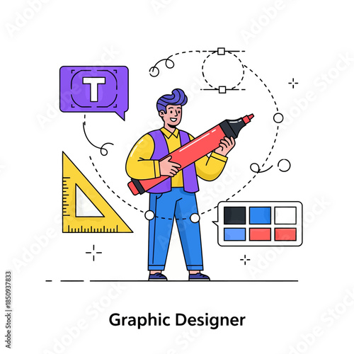 Graphic designer flat style design vector stock illustrations
