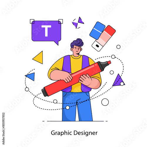 Graphic designer flat style design vector stock illustrations
