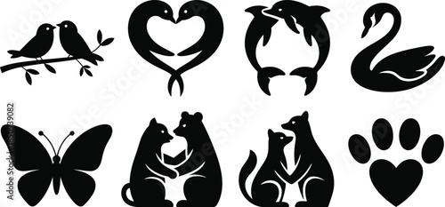 Pairs of Animals Forming Hearts and Shapes love couple