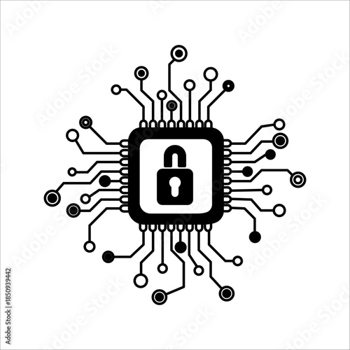 Futuristic key icon for Cybersecurity technology solution concept. Unlock privacy, secure archived data from spam and secret hacking. AI automation systems, attack security, risks, technological innov