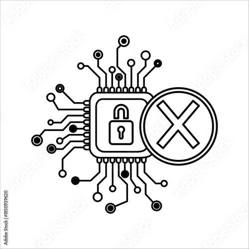 Futuristic key icon for Cybersecurity technology solution concept. Unlock privacy, secure archived data from spam and secret hacking. AI automation systems, attack security, risks, technological innov