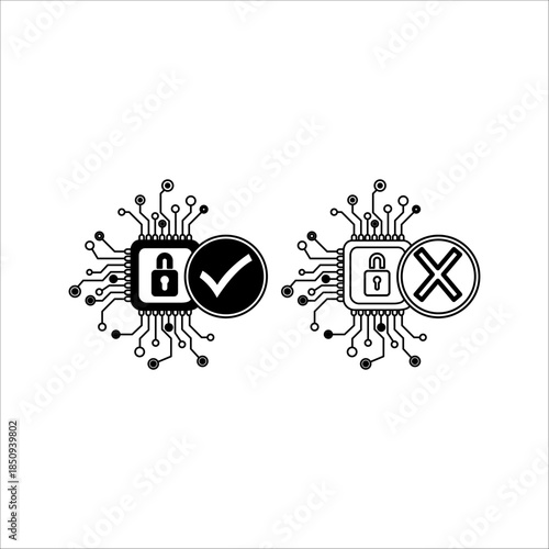 Futuristic key icon for Cybersecurity technology solution concept. Unlock privacy, secure archived data from spam and secret hacking. AI automation systems, attack security, risks, technological innov