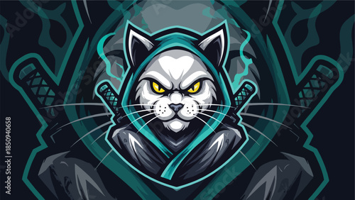 Powerful Cat Warrior Character for Gaming Channel and Team Mascot