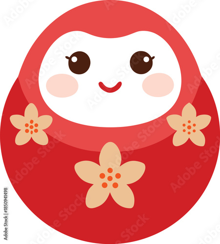 Cute red japanese daruma doll good luck charm vector illustration