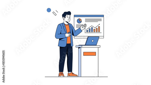 Business presentation with analytics and data charts for effective communication and decision making