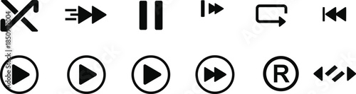 Collection of media and navigation icons