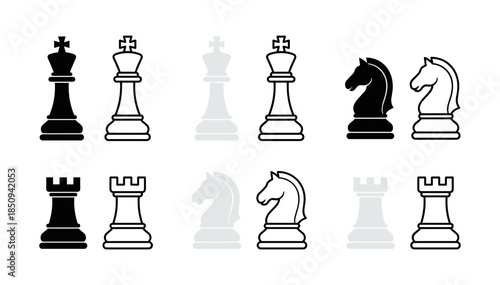 Chess pieces icons representing strategy, game, and competition