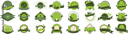 Eco labels templates collection flat bundle set.