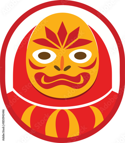 Stylized red daruma doll for good luck and prosperity vector