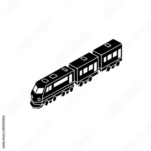 Modern train with multiple carriages