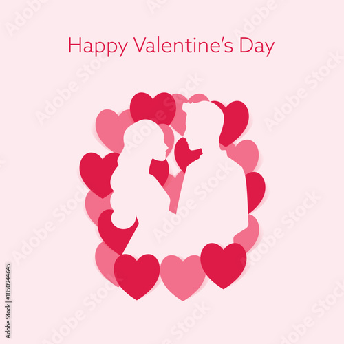Valentine´s Day Card with Romantic Couple Silhouette