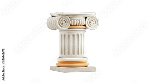 Classical Ionic Column Isolated on White Background