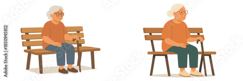 Elderly woman sitting on a park bench enjoying a peaceful moment