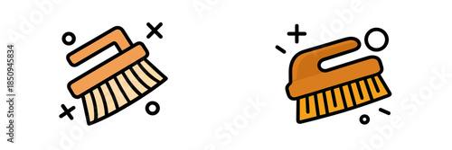 Vector illustration of a cleaning brush with dynamic design elements