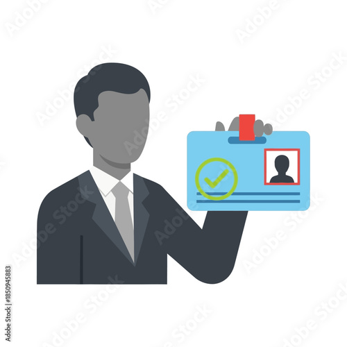 Identification card verification success badge corporate employee access badge approved credential holder security clearance personal badge holder