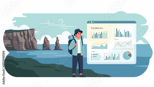 Man Analyzing Data on Digital Screen.