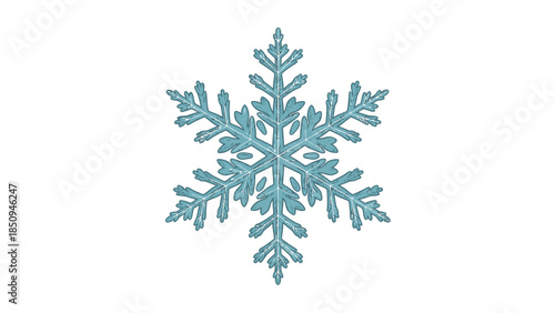 Elegant light blue snowflake illustration against a pristine white backdrop for winter design