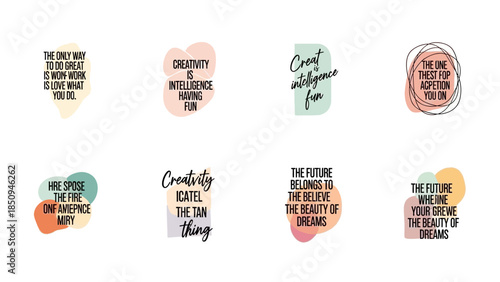 Collection of inspirational quotes with abstract pastel shapes for motivation posters