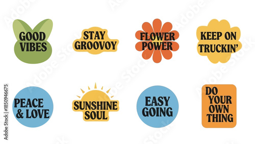 Retro styled inspirational slogan badges collection for graphic design projects