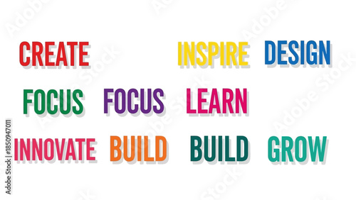 Colorful motivational words concept presenting positivity for growth and success with inspiring