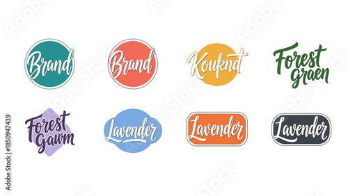 Collection of vibrant logos showcasing brand names and natural elements elegantly designed