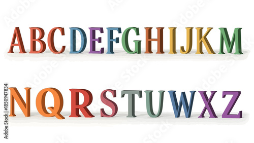 Colorful Alphabet Display Illustration for Educational and Design Purposes