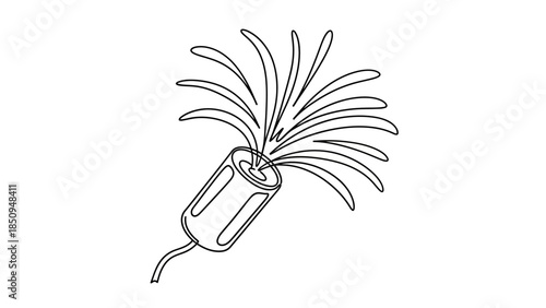 Line Art Party Popper Explosion for Celebration and Festive Events