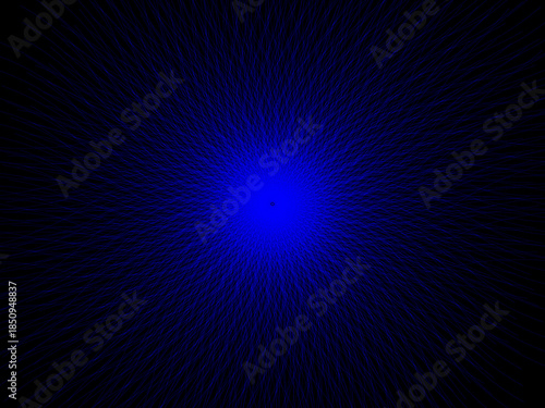Abstract blue burst on a black background with glowing effect