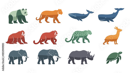 Collection of diverse vector animal icons showcasing wildlife and nature representation