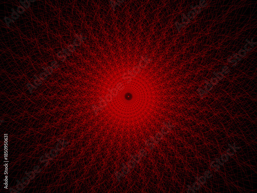 Abstract red explosion of digital particles in darkness