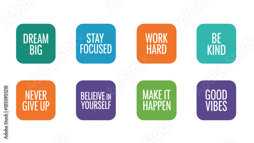 Inspirational Square Icons with Motivational Quotes for Positive Reinforcement