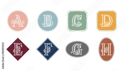 Elegant Monogram Initial Logos for Branding and Design with decorative letterforms