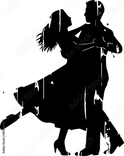 Dynamic and passionate ballroom dance silhouette showing joyful connection and elegant movement, perfect for dance studios and romantic themes