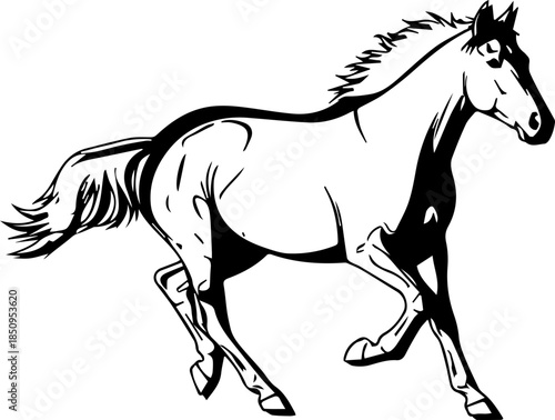 Majestic horse running freely, embodying strength and grace, ideal for equestrian themes, animal lovers, and symbolic representations of freedom and power