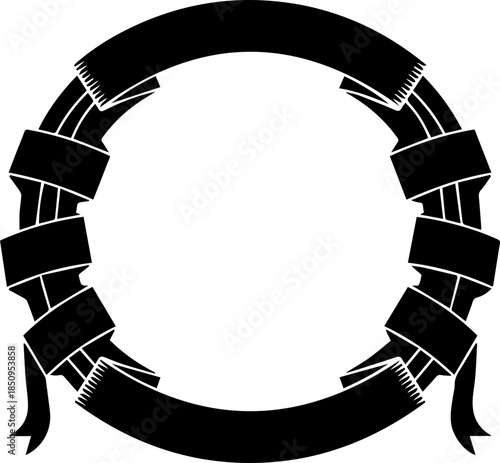 Elegant circular ribbon frame design perfect for awards, achievements, and decorative branding elements creating a sophisticated visual impact