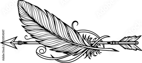 Elegant feather and arrow flourish design symbolizing freedom, direction, and creative inspiration for artistic projects