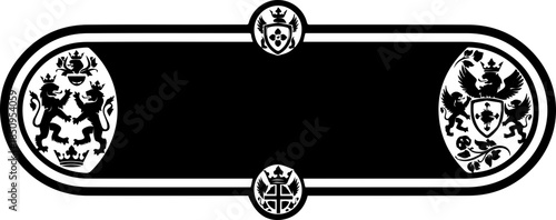 Elegant crest frame design with regal lions and eagle emblems, perfect for sophisticated branding and official documents.