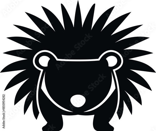Hedgehog wild animal icon or logo presenting a simple black silhouette