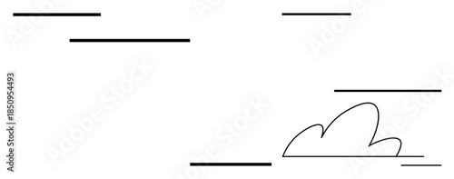 Minimalism, design simplicity, abstract art, conceptual illustrations, modern decor, cloud motifs. Minimalist lines and a cloud design. Minimalism and design simplicity concept