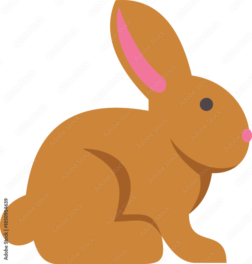 Obraz premium Simple and cute vector graphic of a brown rabbit resting peacefully, perfect for children's books or easter projects